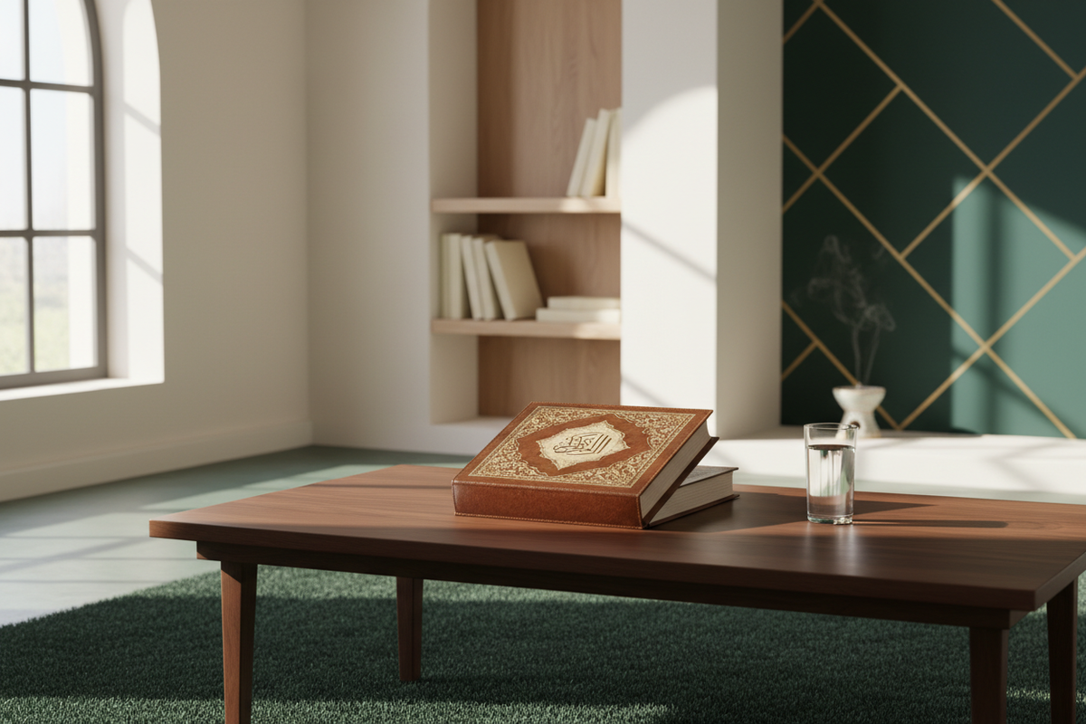 Hero — Open Qur'an on elegant desk